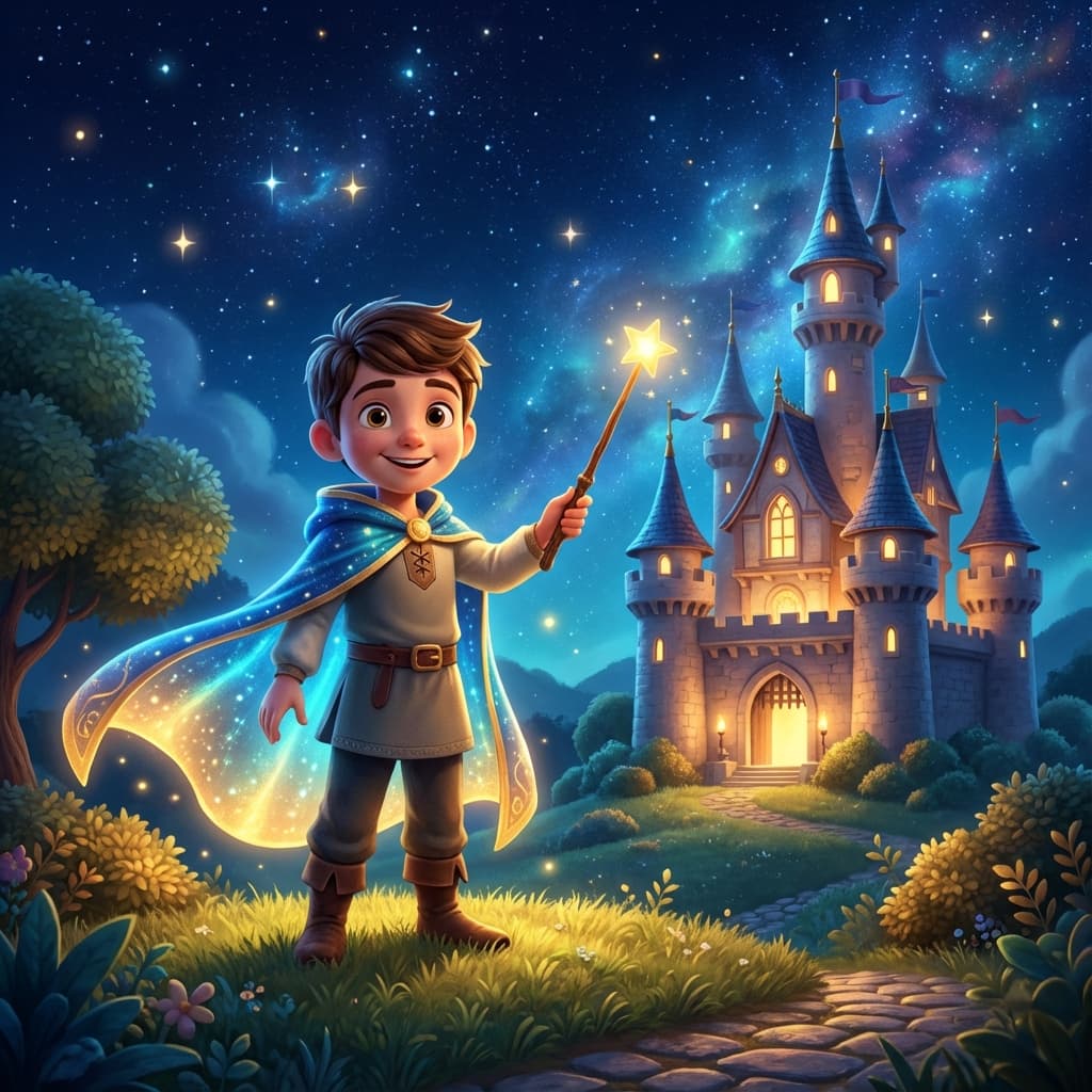 A child transformed into a storybook hero
