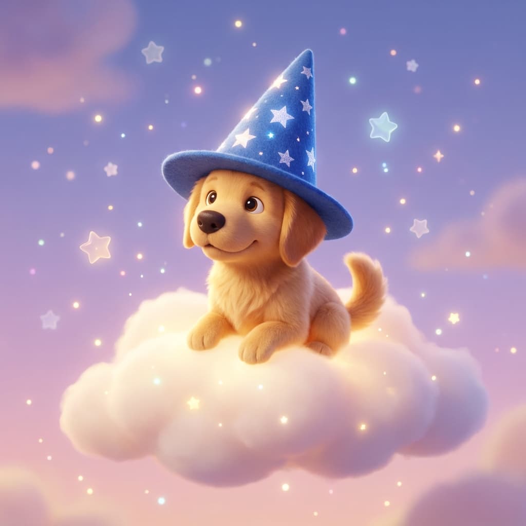 A pet transformed into a magical story companion